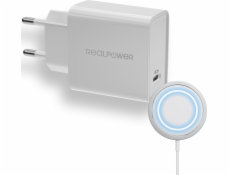 Realpower Nabíječka Nabíječka RealPower C-MagSet 20W s nabíjecí podložkou Realpower Nabíječka Nabíječka RealPower C-MagSet 20W s nabíjecí podložkou