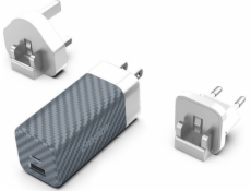 Energizer Nabíječka Energizer Ultimate - Vícezásuvková nástěnná nabíječka EU / UK / US GaN USB-C a USB-A 65W PD (stříbrná)