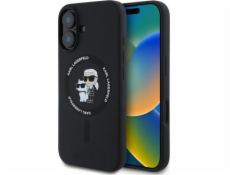 Karl Lagerfeld Karl Lagerfeld KLHMP16SSCMKCRHK pevný silikonový kryt pro iPhone 16 6.1 černý/černý s kroužkem MagSafe a magnetickými hlavicemi