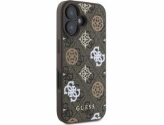Guess Pouzdro GUESS pro iPhone 16 kompatibilní s MagSafe GUHMP16SP4PWPW (PU pivoňka na 4G pozadí) hnědé