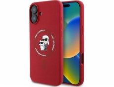 Karl Lagerfeld KARL LAGERFELD kryt pro IPHONE 16 kompatibilní s MagSafe KLHMP16SSCMKCRHR (silikonový kroužek KC) červený