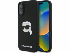 Karl Lagerfeld Pouzdro KARL LAGERFELD pro IPHONE 16 kompatibilní s MagSafe KLHMP16SSKHPPLK (stříbrný potisk hlavy KL) černé