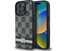 DKNY DKNY DKHCP16LPCPTSSK Pevný kryt pro iPhone 16 Pro 6.3 černý/černý s kostkovaným vzorem a potištěnými pruhy