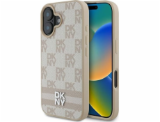 DKNY DKNY DKHCP16SPCPTSSP Pevný kryt pro iPhone 16 6.1 růžový/růžový s kostkovaným vzorem a potištěnými pruhy