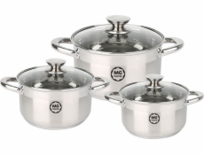 MG Home Ocelové hrnce MG Home Moderno sada 3 hrnců s poklicí pro indukci