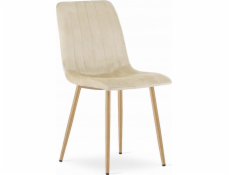 Leobert Židle LAVA - světle béžový samet / nohy v barvě dřeva x 1