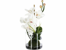 Atmosphera Skleněná váza s umělými květinami v bílé barvě, odolná dekorace do každého interiéru