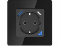 ExtraLink Sada nástěnných zásuvek Extralink Smart Life Pro | Sada chytré zásuvky + rámečku | Barva Černá, 230 V, 1x USB A, 1x USB C, WiFi