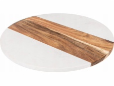 5five Otočný podnos HARMONY, mramor a akácie, O 34,9 cm