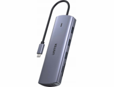 Unitek USB HUB 9v1 USB C Gigabit Ethernet HDMI VGA 3x USB A čtečka karet PD 100W