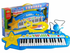 LeanToys Velká klávesnice 37 kláves MP3 + mikrofon modrá LEAN Toys