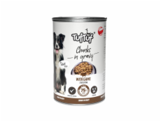 TufTuf Tuf Tuf kousky masa se zvěřinou pro psy konzerva 415g TufTuf Tuf Tuf kousky masa se zvěřinou pro psy konzerva 415g