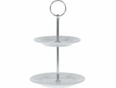 Excellent Houseware Dvoupatrový stojan na dorty z porcelánu, univerzální,