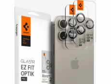 Spigen Spigen Glass tR EZ Fit Optik Pro 2 ks, přírodní titan - iPhone 15 Pro/15 Pro Max