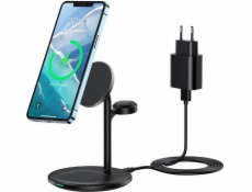 Choetech Bezdrátová indukční nabíječka 15W Choetech T585-F s 3v1 stojanem (černá)