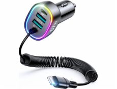 Joyroom Autonabíječka 4v1 PD, QC3.0, AFC, FCP + Lightning kabel 1,6 m 57 W černá (JR-CL20)