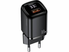 Usams Nabíječka Síť nabíječek USAMS. 1xUSB-C+1xUSB T46 33W (pouze hlava) PD3.0 +QC3.0 Rychlé nabíjení černá/černá CC152TC01 (US-CC152)