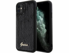Guess Guess GUHCN61PSFDGSK pevný kryt pro iPhone 11 / Xr 6.1 černý/černý s flitrovanými textilními motivy, kovový