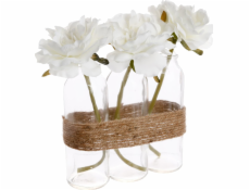 Atmosphera Dekorativní kompozice s umělými růžemi, dekorativní květiny v lahvích svázané provázkem