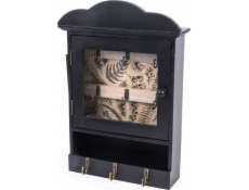 Atmosphera Dřevěná klíčenka úložný prostor, vintage styl, hnědá