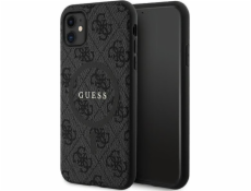 Guess Guess GUHMN61G4GFRK pevný kryt pro iPhone 11 6.1 / Xr černý/černý, kolekce 4G, kůže, kovové logo, MagSafe