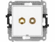 Karlik Reproduktorová zásuvka Karlik Mini MGGBO-4 bez pole pro banánkový štítek - červenočerná, pozlacená, 4 mm2, kroucená bílá