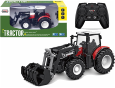 LeanToys Červený traktor na dálkové ovládání 2,4 G s posuvnou lopatou 1:24