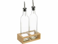 5five lahví na olej a ocet s dávkovačem + bambusový stojan