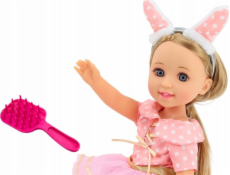 LeanToys Panenka růžové šaty s dlouhými vlasy a čelenkou, kartáč 38 cm
