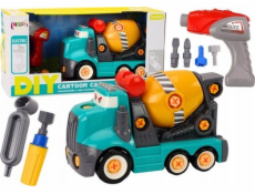 LeanToys Nákladní auto Míchačka na beton Kreslená hračka DIY Tyrkysová