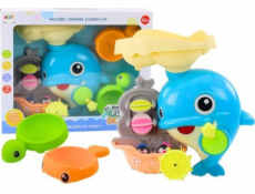 LeanToys sada do vany vodní hračka delfín modrý