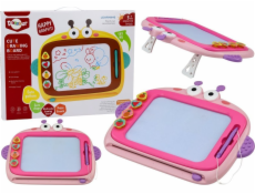LeanToys Magnetická malířská deska 4 barvy, inkoustová podložka, 4 razítka, růžová