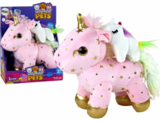 LeanToys Plyšový uspávací jednorožec Lullaby s růžovými hvězdičkami