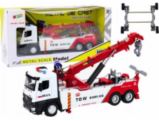 LeanToys Nákladní auto s jeřábem Dva háky Kovová bílo-červená světla Zvuky