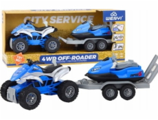 LeanToys Čtyřkolka s přívěsem na loď a vodním skútrem