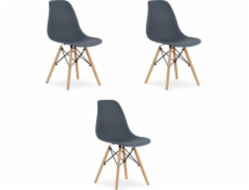 Leobert Židle OSAKA tmavá břidlice / přírodní nohy x 3