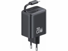 Usams Nabíječka Síť nabíječek USAMS. 1x USB-C s navíjecím kabelem USB-C Navíjecí PD+QC 20W Gan Rychlé nabíjení černá/černá YC řada CC233TC01 (US-CC233)