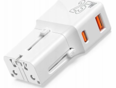 MOBILE ORIGIN Cestovní adaptér 25W, EU/US/UK/AU, bílý (TAD25-2P-WHT)