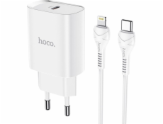 Hoco Nabíječka HOCO do zásuvky typu C + kabel typu C do Lightning PD 20W N14 bílá