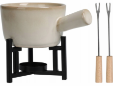 Home Styling Collection Kolekce pro domácí styling Sada na sýrové fondue, porcelánový hrnec, 2 vidličky