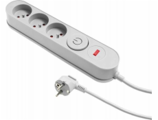 Plastrol Prodlužovací lišta Filtr W-00011 s přepěťovou ochranou, tři zásuvky, vypínač, šedá