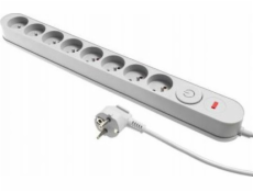 Plastrol Prodlužovací lišta Filtr W-00024 s přepěťovou ochranou, osm zásuvek, vypínač, šedá