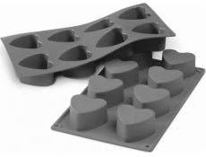 Patisse Mini ve tvaru srdce 29 x 17 cm, šedý silikon, 8 přihrádek