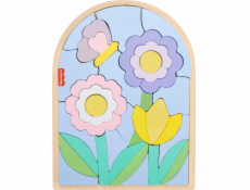 Mattel FP DŘEVĚNÉ PUZZLE KVĚTINY HXT97 FOL6