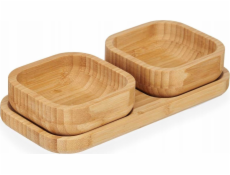 Kinvara 3 dřevěné misky na bambusové desce, 11 x 23 x 4,5 cm