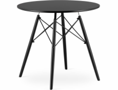 Leobert Kulatý stůl 80cm dřevěný moderní - černý / černé nohy 80cm