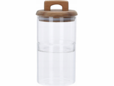 Excellent Houseware Sada skleněných nádob na potraviny s dřevěnými víčky