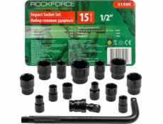 King Tony Sada rázových nástrčných klíčů ROCKFORCE 15dílná. 1/2 ŠESTIHRANU. (10–32 mm)