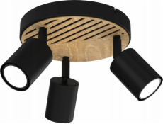 Luminex Stropní svítidlo Luminex Terra 9961 bodové stropní svítidlo 3x8W GU10 černé/dřevěné