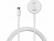 3MK Indukční nabíječka 4smarts VoltBeam Mini pro Apple Watch 1-8/SE s 1m kabelem USB-C 2,5W bílá/bílá 462550